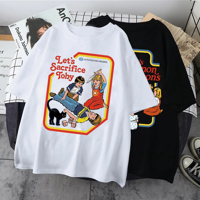 Obetume Toby Horror Satanistické grafické topy jedinečné kreatívne karikatúry unisex strašidelné strašidelné Short-Sleev Tee Ropa hombre