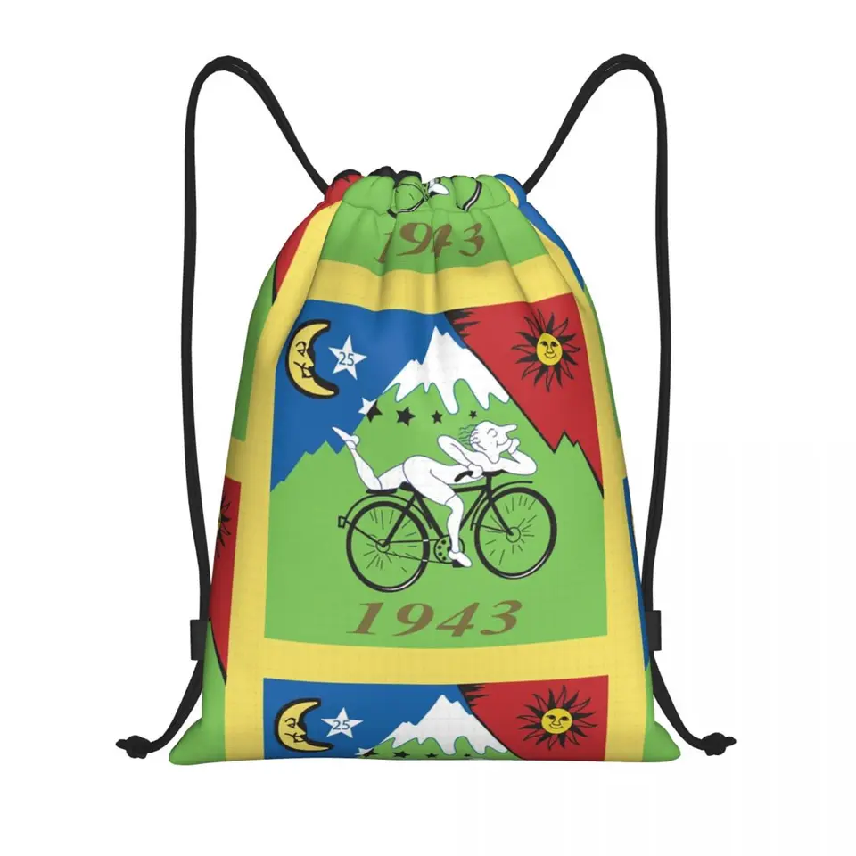 Objav LSD Splaching batoh ženy Men Men Sport Gym Sackpack prenosný Albert Hofmann nákupné vrecko vrecka