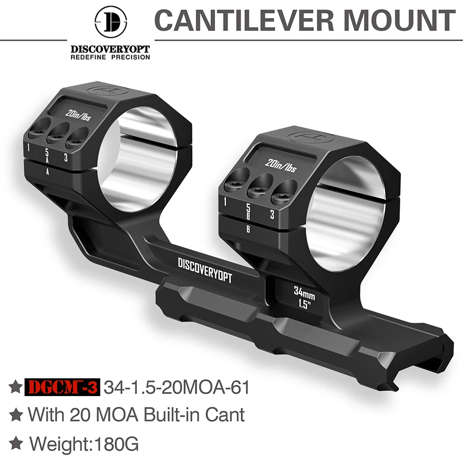 Objaviteľ 34 mm/30 mm tuhý presný rozsah držiaka 20MOA Picatinny Mount Navrhol jeden kus vysokej presnej svorky 1,5 palca výšku 1,5 palca