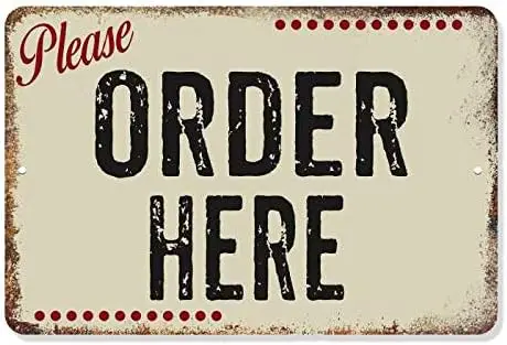 Objednajte tu podpíšte Putty Restaurant Cafe Pick Up Signs Coffee Decor Vintage Diner Rustikálna stena dekorácie darček 8 x 12 matný povrch m