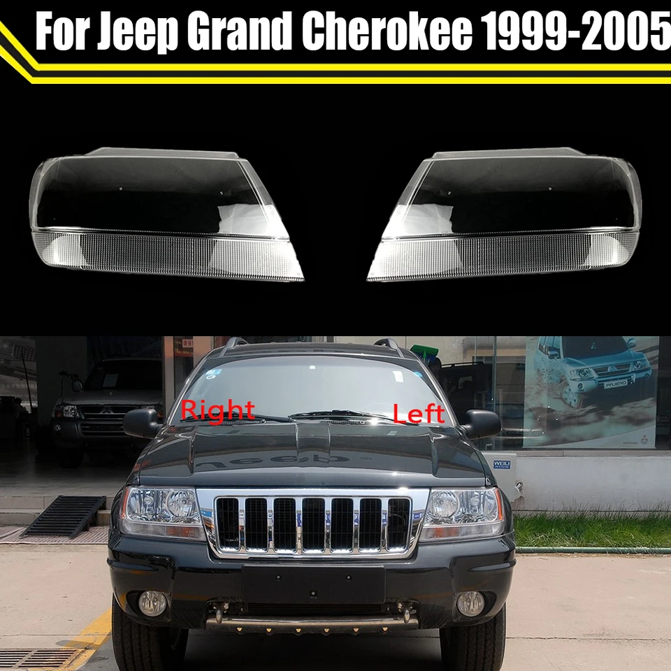 Objektív svetlometov pre Jeep Grand Cherokee 1999 2000 2001 2002 2003 2004 2005 2005 Cover na výmenu predného auta Auto shell