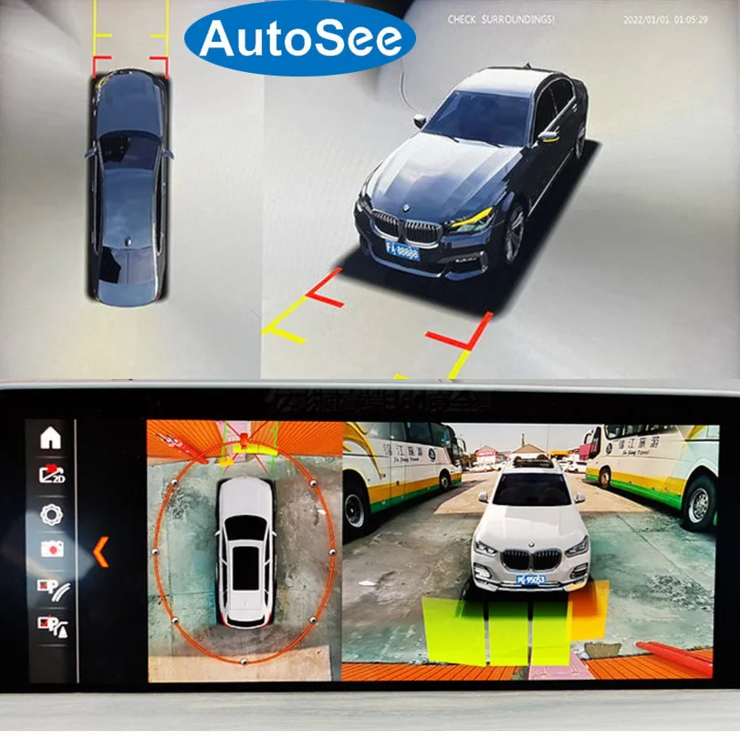 Oblek originálny OEM Monitor 2013 pre BMW F10 Birds Eye 360 ​​stupňa fotoaparát Panoramatický výhľad prednú zadnú stranu Obsah Parking Revers