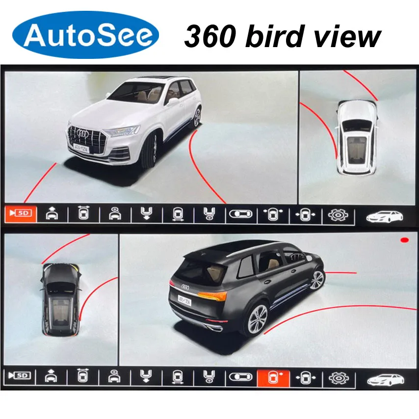 Oblek originálny OEM monitor 2018-2019 pre Audi Q7 Bird Eye 360 ​​stupňa fotoaparát 3D panoramatický výhľad predné zadné zrkadlo Obsah Oprštra spätný
