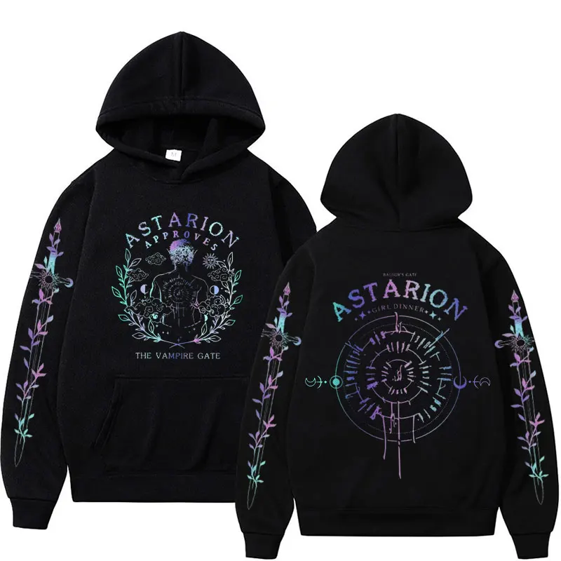 Obmedzené Astarion Baldurs Gate 3 Hoodies Men Men Dámske dizajn rukávy Mikiny Mikiny mužov retro gotický trend príležitostné mikiny topy mikiny