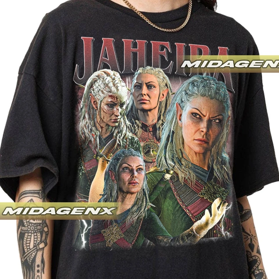 Obmedzené Jaheira Baldurs Gate 3 Vintage Tričko Darček pre ženy a mužské unisexové tričko
