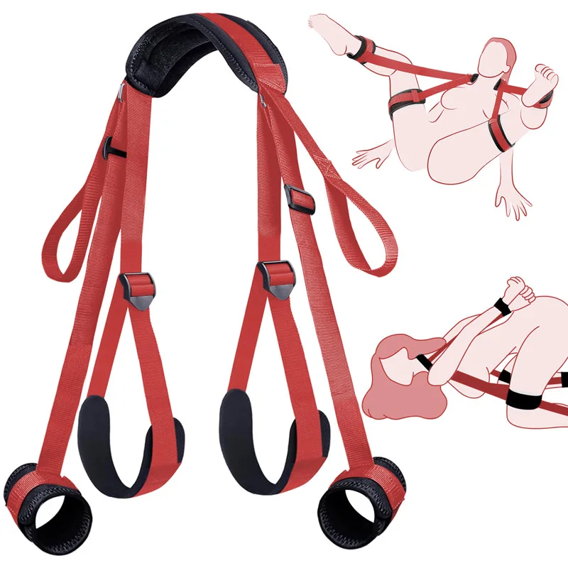Obmedzovacia erotika viažuce pohlavie nútená štiepená noha popruhy krk zápästie BDSM Bondage Set Sex Hračky pre ženy páry Produkt bez vibrátora