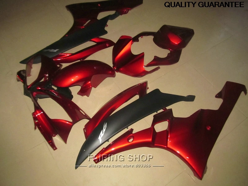 Obnoviť bezplatné prispôsobenie kabíny pre Yamaha R6 06 07 Víno Red Black Bodywork Sit Kit Yzf 2006 2007 YT15