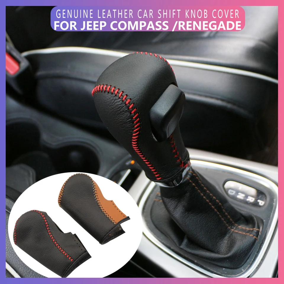 Obojky prevodovky pre Jeep Compass 2017 - 2020 Renegade 2015-2021 Kožené obojky na posun gombíka pre kožené auto