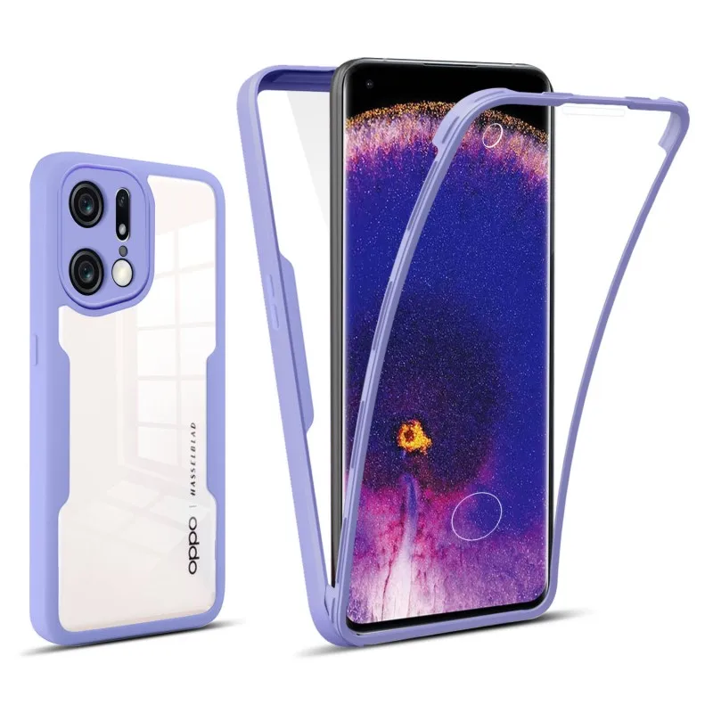 Obojstranná priehľadná úplná ochrana prípadu pre OPPO Find X5 Pro Reno 5 Lite A94 A72 A74 A54 A53 A16 A36 A76 SOCPORPORPPROUT SORPORP