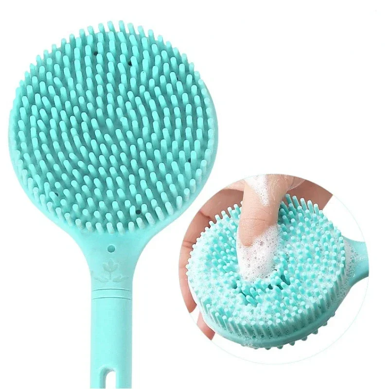 Obojstranná sprchová kefa kefka Silikón dlhá rukoväť kúpeľňa Kúpa Kúpa masáž zadný tela Exfoliatujúca kefa 1pc