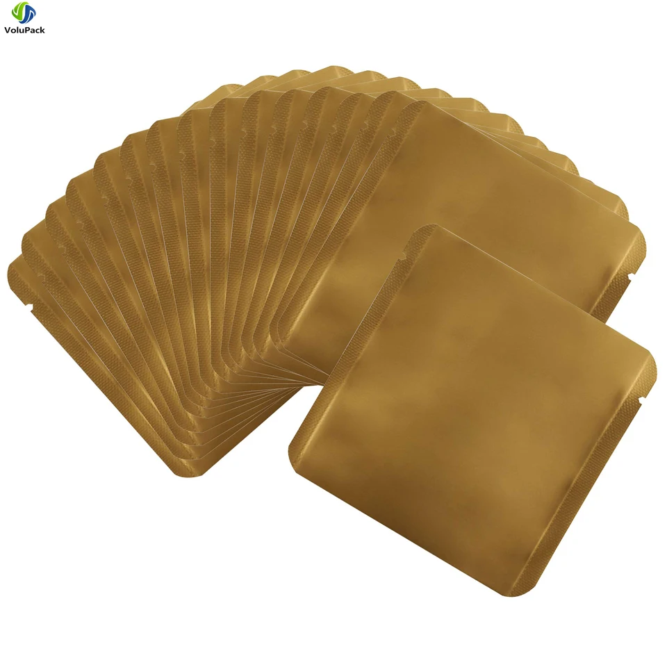 Obojstranný farebný matný materiál plochý dno Mylar tašky Ekologické otvorené horné zlaté hliníkové fólie Tepelné balenie vrecká