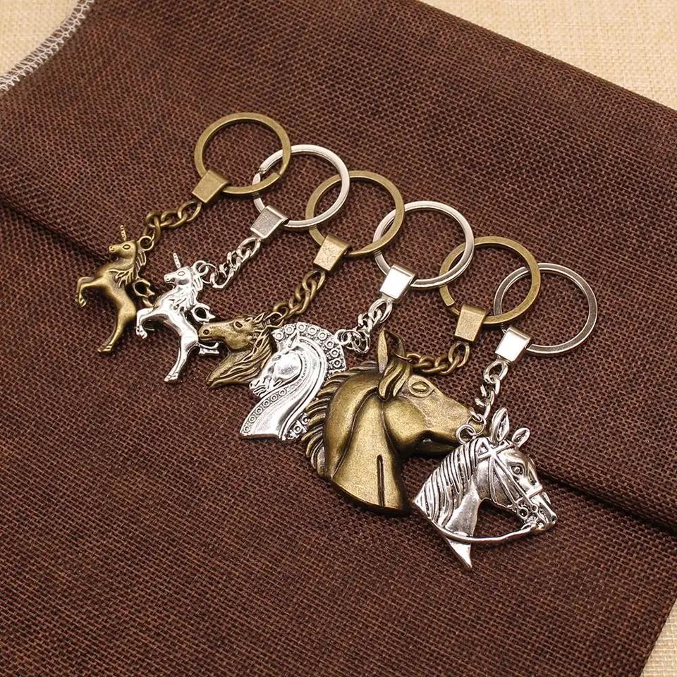 Obojstranný kôň Lucky Horn Horse Key retiazka DIY ručné darčeky Klávesnica