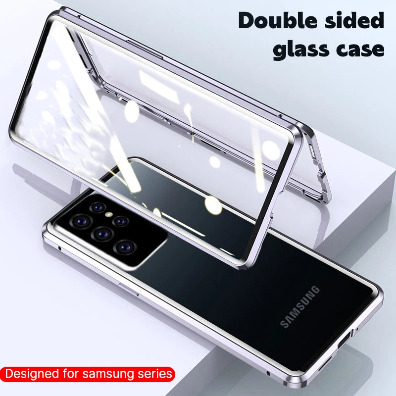 Obojstranný sklenený puzdro pre Samsung Galaxy S22 S21 S20 S10 S9 Poznámka 20 10 9 Plus Ultra Note20ultra S10E Magnetický kryt telefónu