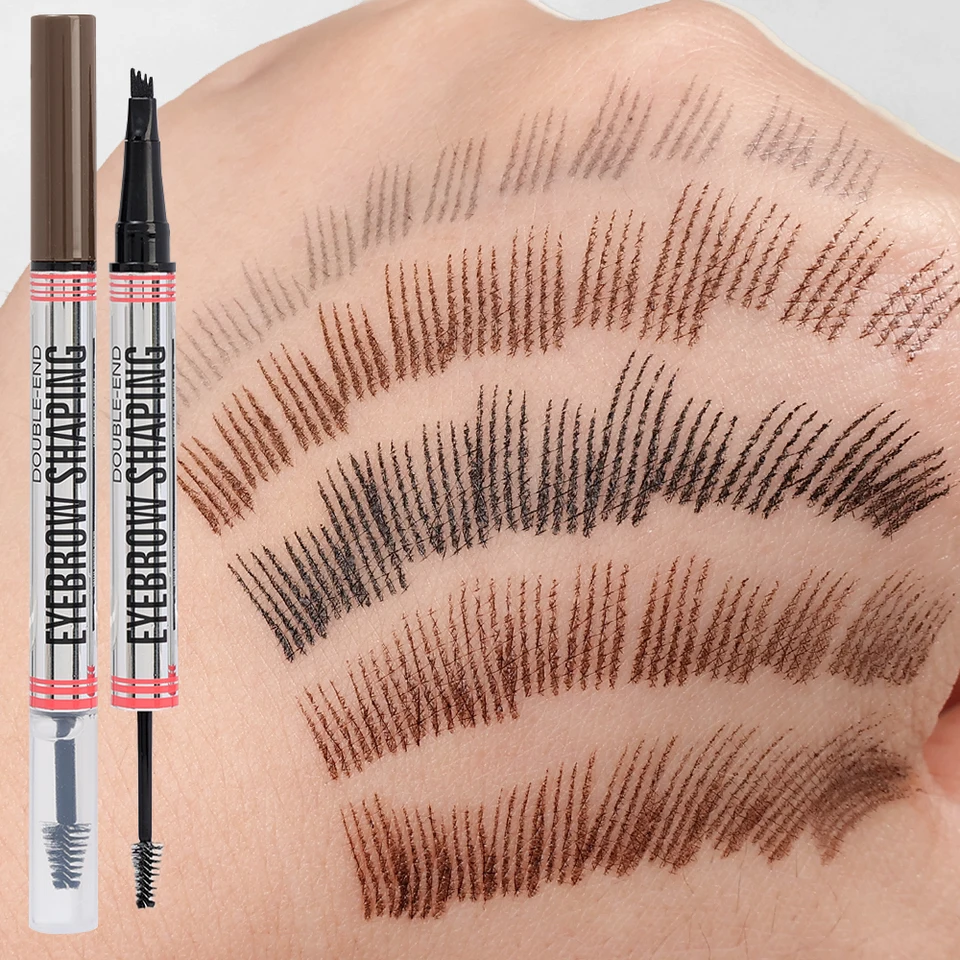Obočie s priehľadným tvarovacím obočím 2 v 1 dvojitej hlave Dlhé tetovanie tetovania vodotesné zosilňovače obočia Tint Cosmetics