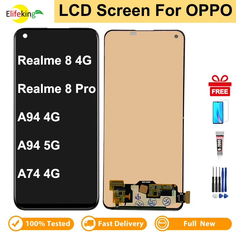 Obrazovka LCD pre Oppo A74 4G / Realme 8 4G / Realme 8 Pro / Reno6 Z 5G / Reno5 Lite / A94 4G / A94 5G s bezplatným nástrojom na lepidlo na lepenie filmu