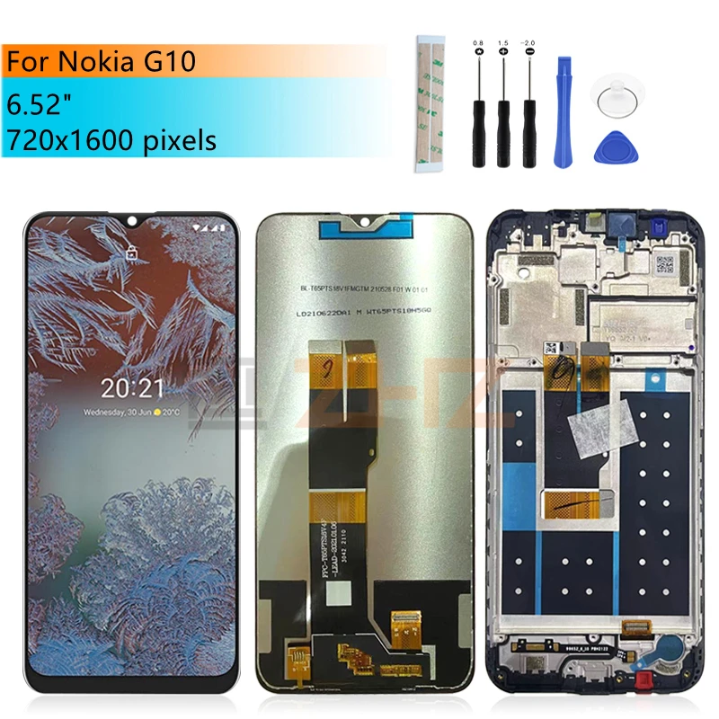 Obrazovka pre Nokia G10 LCD displej dotykovej obrazovky Digitalizátor TA-1338 TA-1334 LCD Screen Screen Screen Equest 6.52 ”