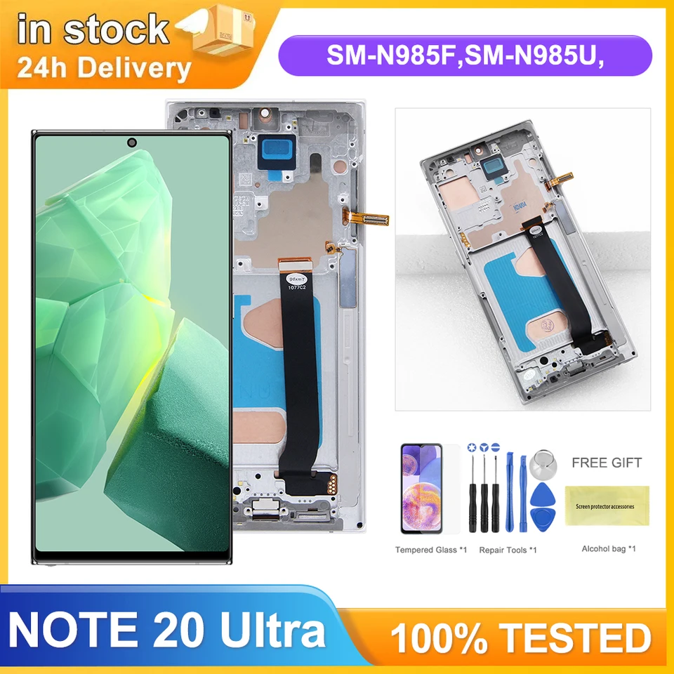 Obrazovka TFT pre Samsung Galaxy Note20 Ultra N985F LCD Digitálna dotyková obrazovka s rámom pre Samsung Galaxy Note 20 Ultra 5G