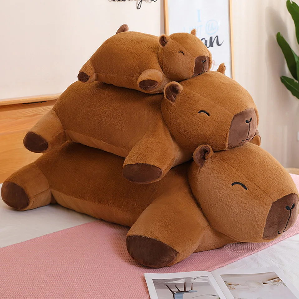 Obrie kawaii capybara plyšové hračky mäkké podlahové podlahové podlahové podlahové podlahové podlahové podlahové podlahové podlahové zvieratá zvierat hnedá kapybara nadýchaná kobercová darčeka pre dievčenské izby dekor