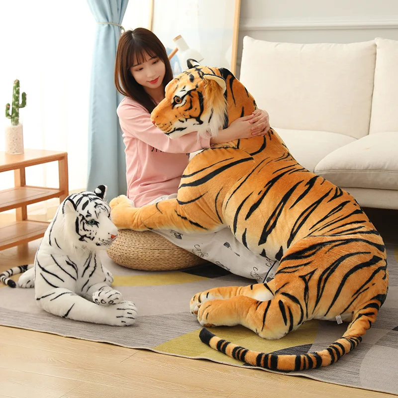 Obrie skutočný život Tiger plyšové hračky plnené mäkké divoké zvieratá Simulácia biely tiger jaguar bábiky deti deti narodeniny Darčeky dekorácie