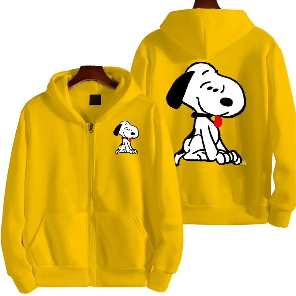 Obrie snoopy sa snaží olízať svojho malých priateľov muži zips kapucňu karikatúra 2024 módne ženy mikina jarné jesenné páry bunda