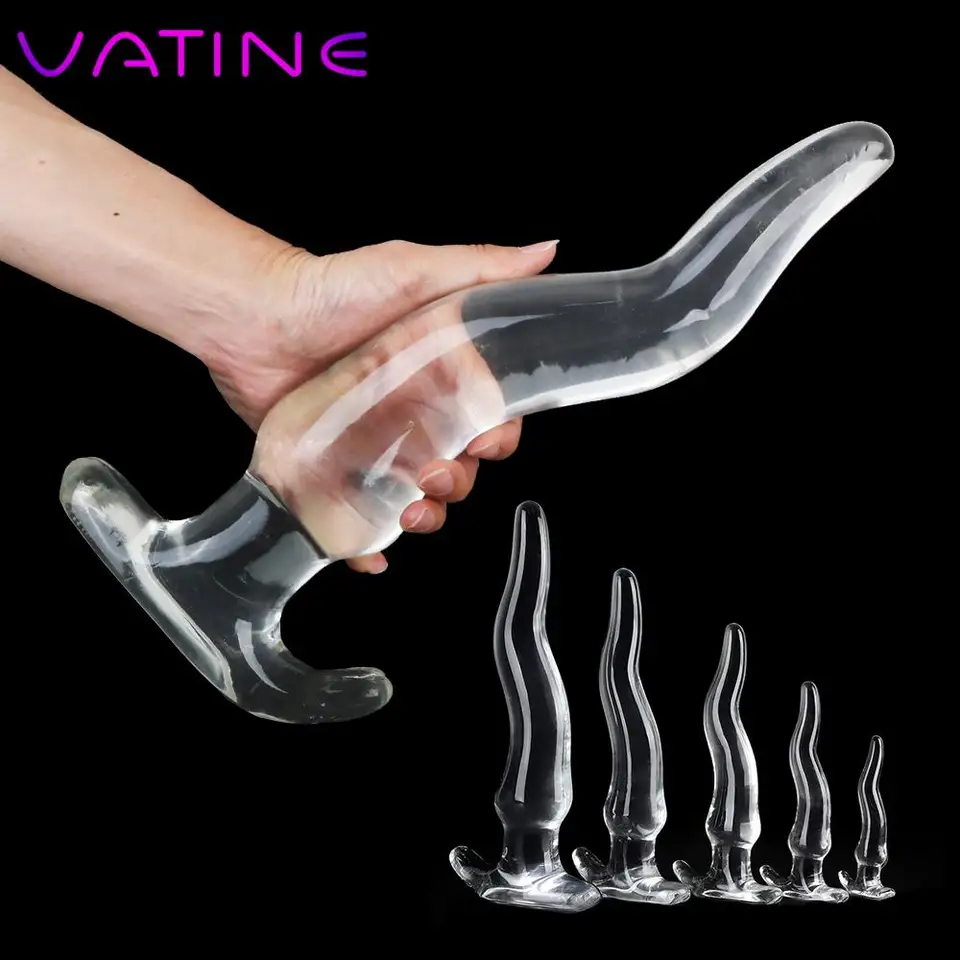 Obrovský dlhý masáž prostaty 5 anus dilatátor sexuálne hračky pre ženy Men muž homosexuálny vagina stimulátor Sofe TPE Crystal Anal Plug