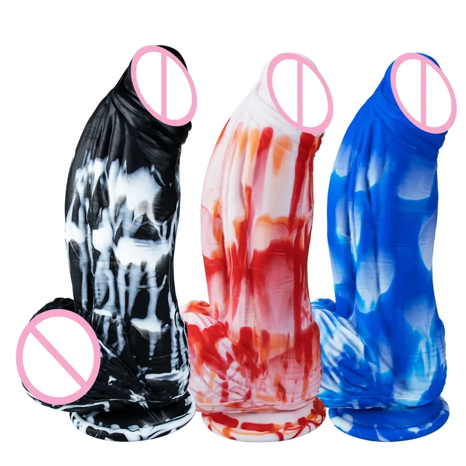 Obrovský silikónový dildo hrubý péro farebné monštrum análny dildo realistický penis pre ženu s prísavkou gunlock sexuálne hračky Fun Products