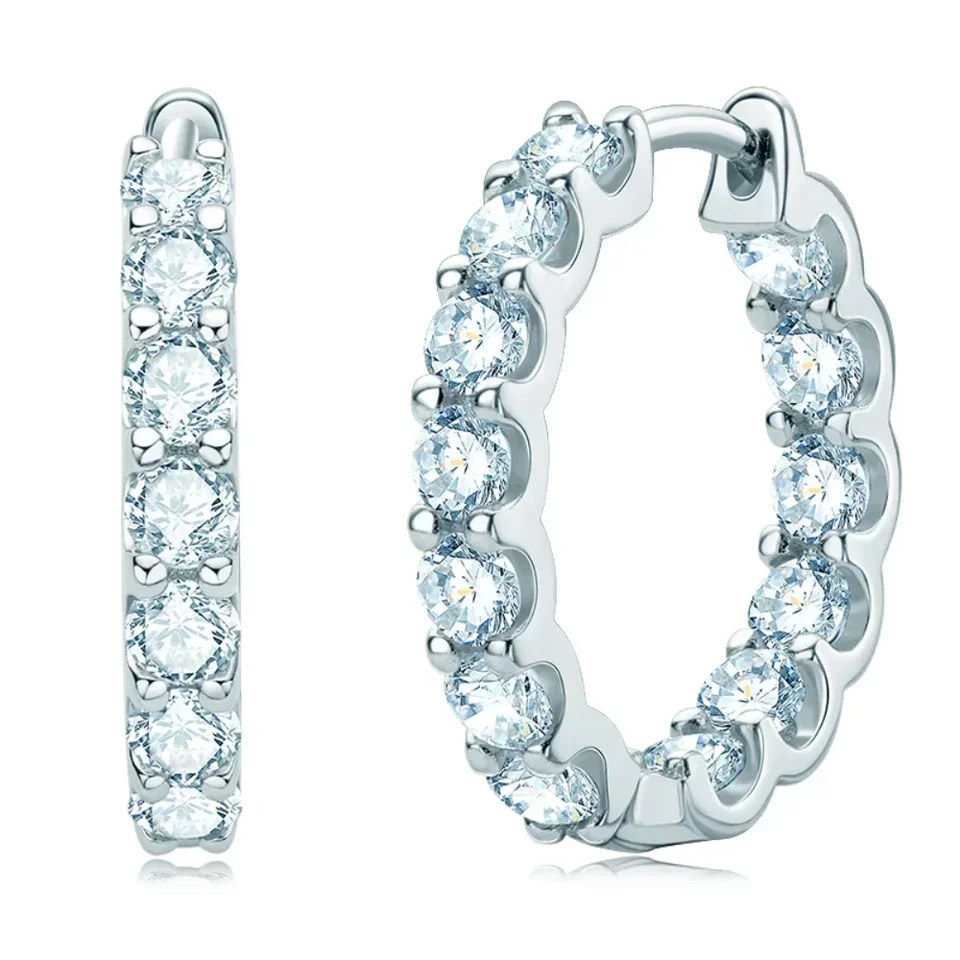 Obruče 100% 925 Sterling Silver Real 3mm Moissanit náušnice Ženy šumivé šperky darčeky GRA Certifikát 14k Goldated