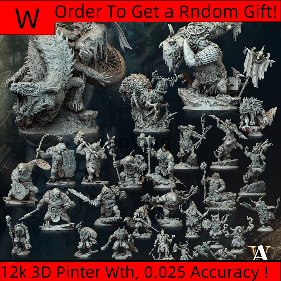Obrázky dnd miniatúr [ORC] Medvede vlkodlak Penguin Man Sharkman Walrus Prorok DND šach bežecká skupina 3D tlač 3D