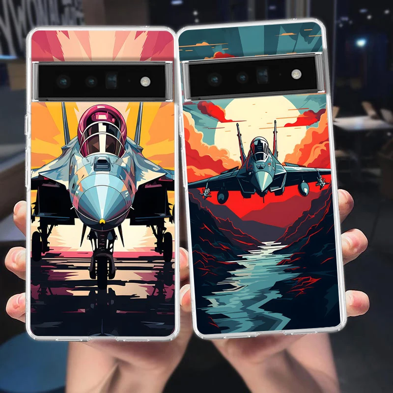 Obálka puzdra na telefón Sky Jet Fighter pre Google Pixel 8 7 6 5 4 4xl Silikone Silikone 7a 6a 5a 4a 3a 3axlpro 5G Transparentná škrupina