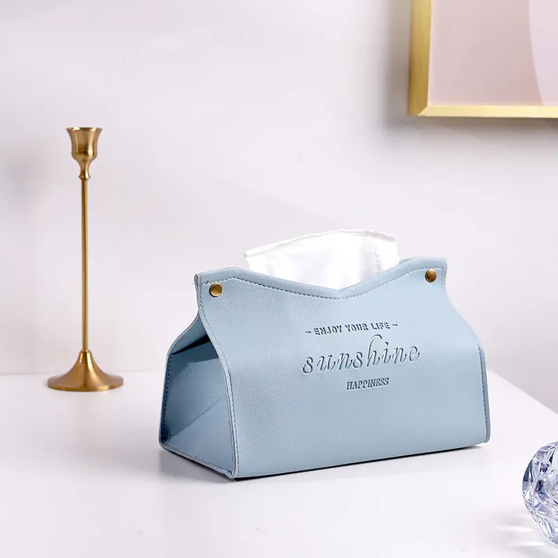 Obývacia izba jedáleň Tissue Box Environmentálne priateľské kožené kožené viacúčelové tuhé farby kreatívna obrúsok Storage Box