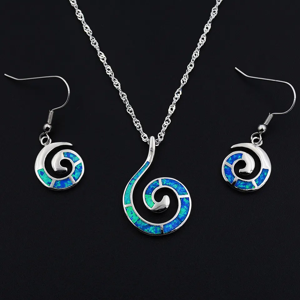 Ocean Blue Fire Opal Beach téma vírivá morská panna s pieskovým dolárovými šperkami