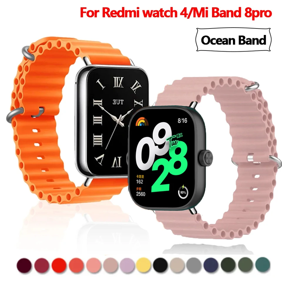 Ocean Silikone Strap Náramok pre Xiaomi Band 8 Pro/Redmi Watch 4 Band Smartwatch WristBands Sports Band Accessories Correa Belt