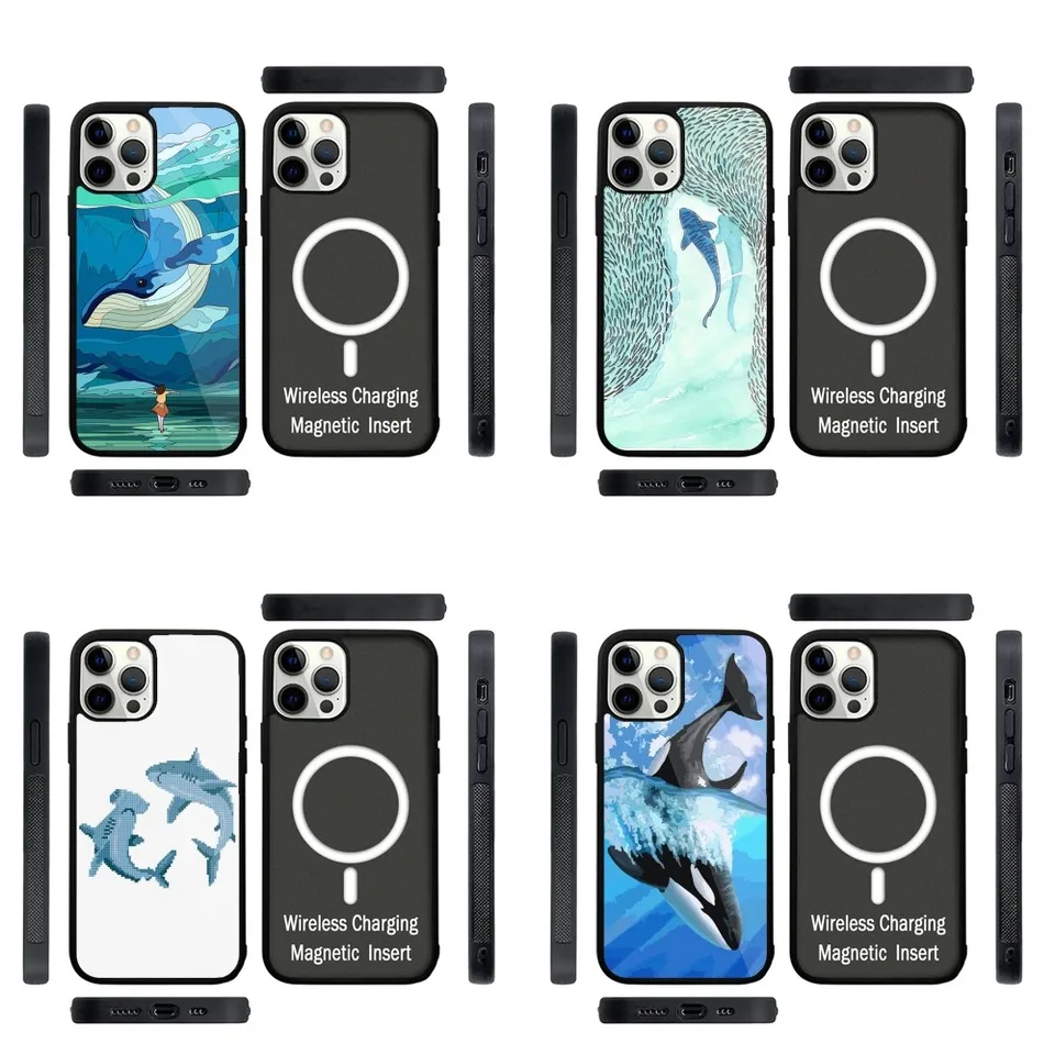 Ocean Whale Shark Telefon Case Strong Magnetic pre iPhone 16,15,14,13, Pro, Max, Plus, 11,12, Mini pre Magsafe Wireless Nabíjanie