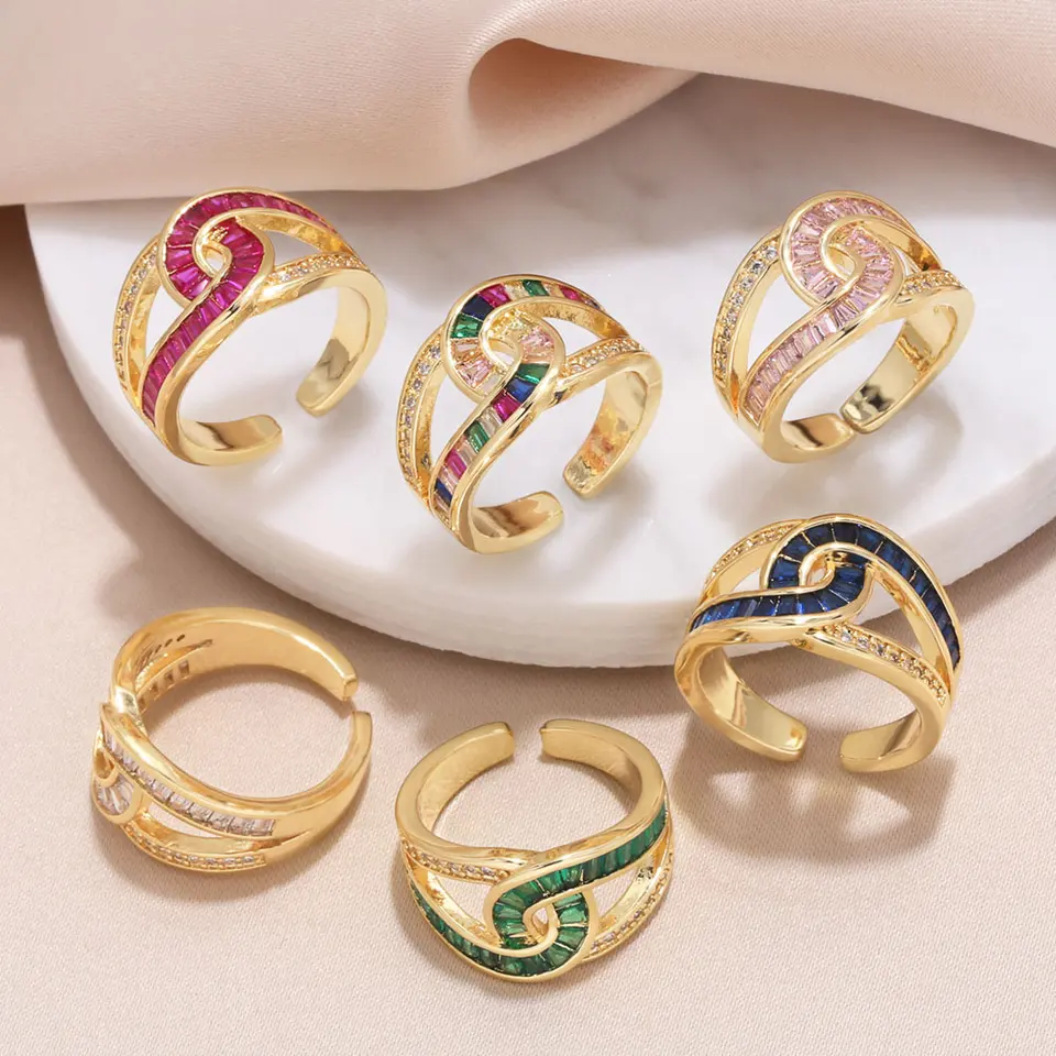 Ocesrio Fashion Multicolor Crystal Rings for Women Women Gold -Golded Triem Infinite Open Ring Jewelry Darčekové súpravy69