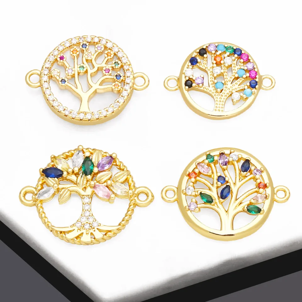 Ocesrio Rainbow Crystal Tree of Life Kúzla pre náramok meď zlatý škrupina životný strom šperky výroby DIY CHMA212