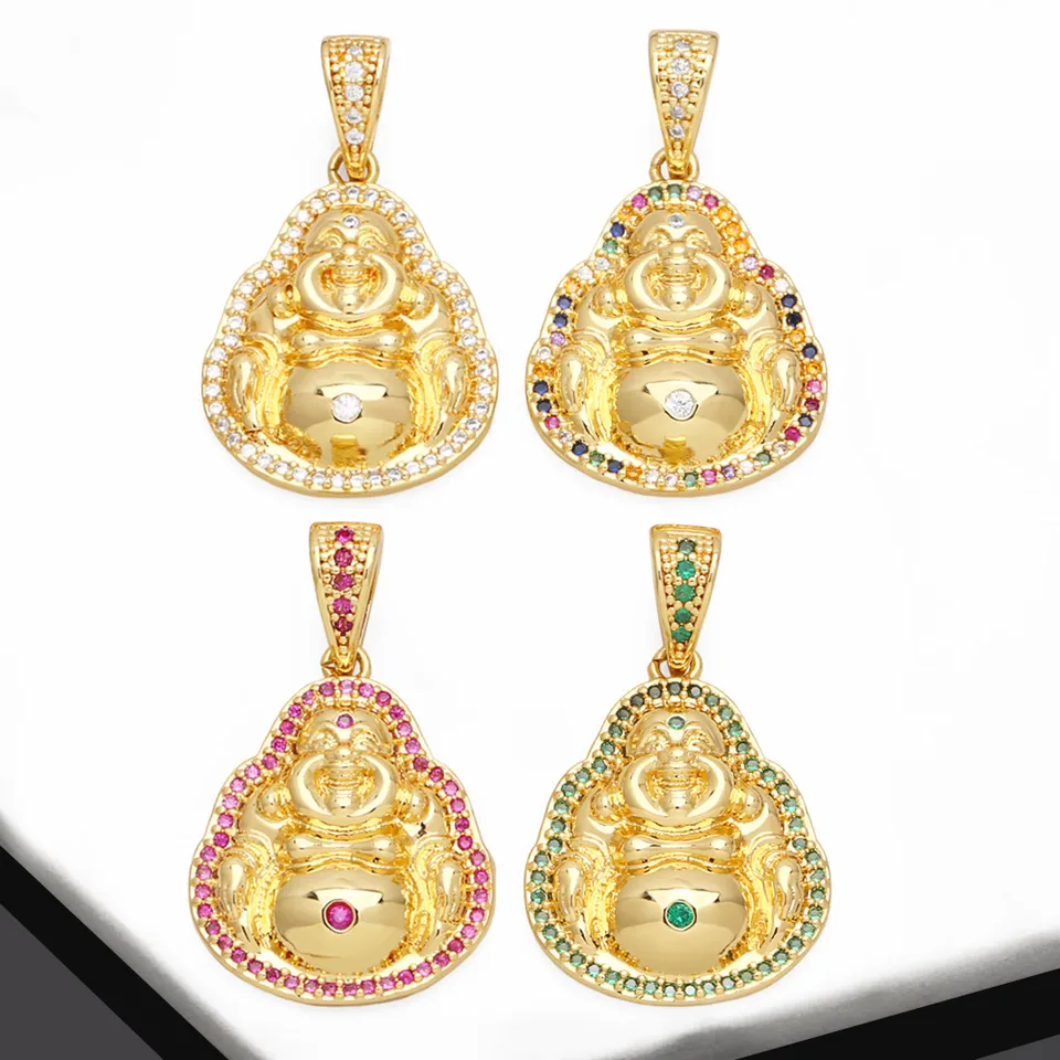 Ocesrio Trendy Multicolor Crystal Maitreya prívesok pre náhrdelník meď zlatý zlatá šperky Buddha výroby zásob PDTB302