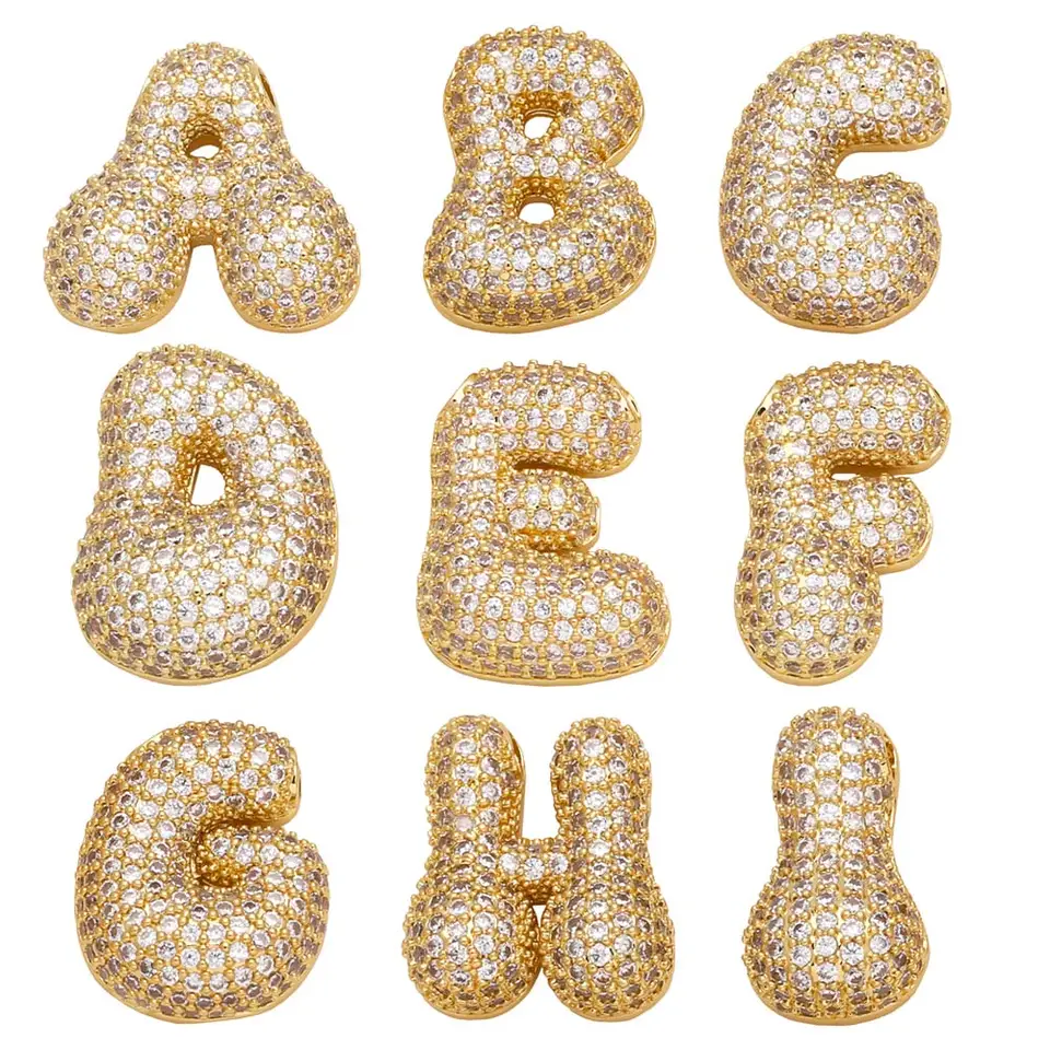 Ocesrio White Crystal Bubble Letter Prívesok pre náhrdelníky Balón Počiatočný názov vlastný náhrdelník šperky výroby dodávok pdtb594