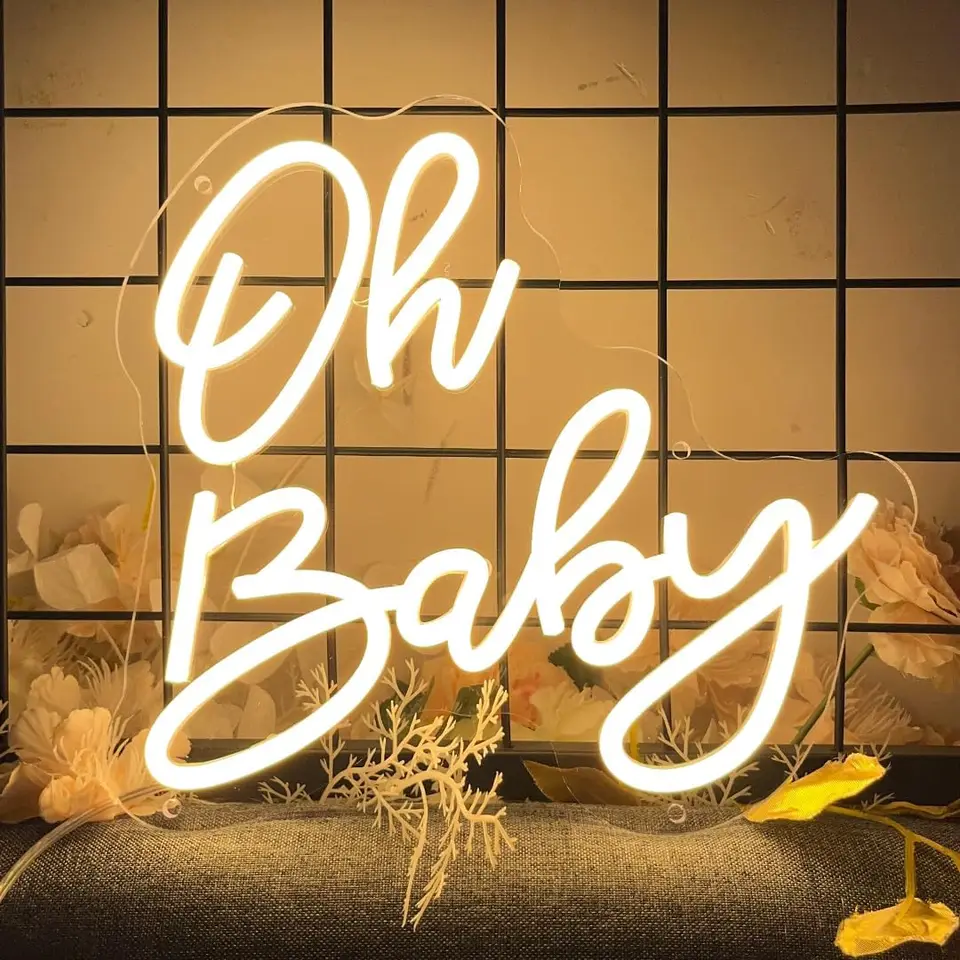 Och, baby neónové znamenie pre svadbu LED neónové svetlo pre spálňu USB Power Up Wall Decor Decor pre nástennú narodeninovú oslavu Domáca dekorácia