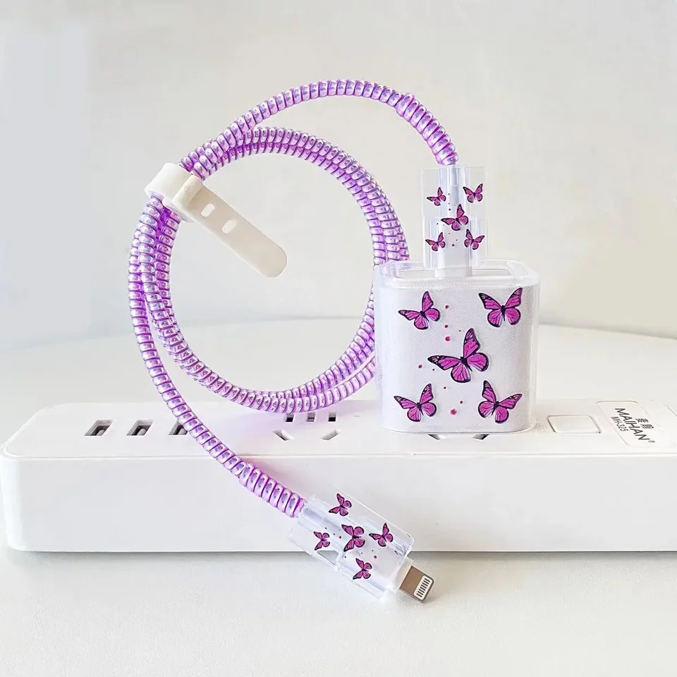 Ochrana kábla USB v štýle motýľa pre iPhone 11 Pro Max 12 13 14 20W Adaptér Protect Chránič krytu nabíjačku Chráni