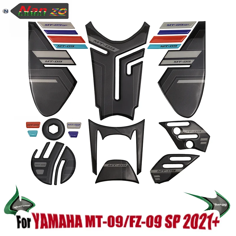 Ochrana motocykla Dekoratívne 3D nálepky Tank Pat Patter Pat Kompatibilné pre Yamaha MT-09 2021 2022 2023 MT09 SP21-23 FZ09