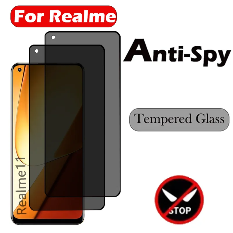 Ochrana ochrany osobných údajov pre Realme 11 10 8 Pro 5G Proti špionážnej obrazovke pre 9 Pro Plus sklo