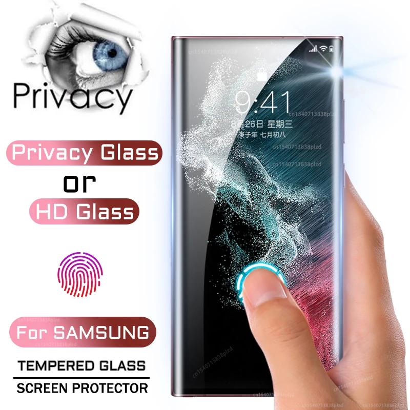 Ochrana osobných údajov alebo HD temperované sklo pre Samsung Galaxy S24 S23 S22 Ultra antispot obrazovky s obrazovkou S21 plus poznámka 20 note20 luxus 5G
