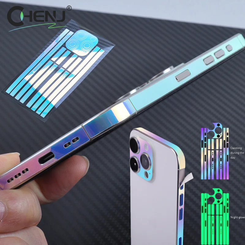Ochranná nálepka s filmom s novým svetelným okrajom pre iPhone 15 14 13 12 12 Pro Max Side Skin Anti-Scratch Border Protector