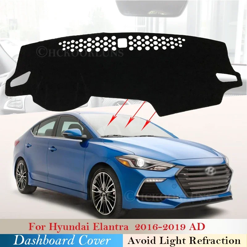 Ochranná podložka na prístrojový panel pre Hyundai Elantra 2016 2017 2018 2019 AD AD Avante Auto Accessories Dash Board Sunshade Carpet