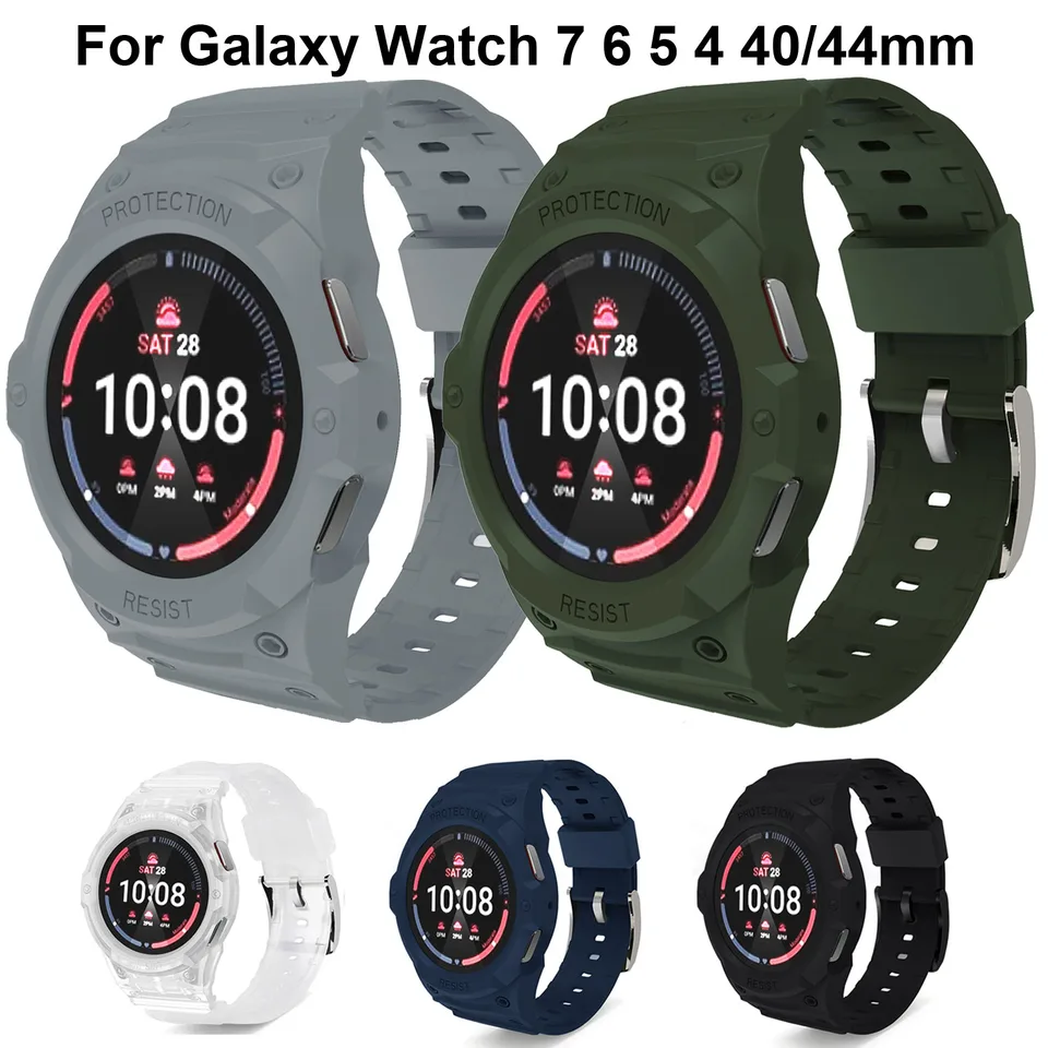 Ochranné puzdro + silikónový remienok pre Samsung Galaxy Watch 7 44 mm 40 mm Cover Sports Gum Band Galaxy Watch 6 5 4 Náramok