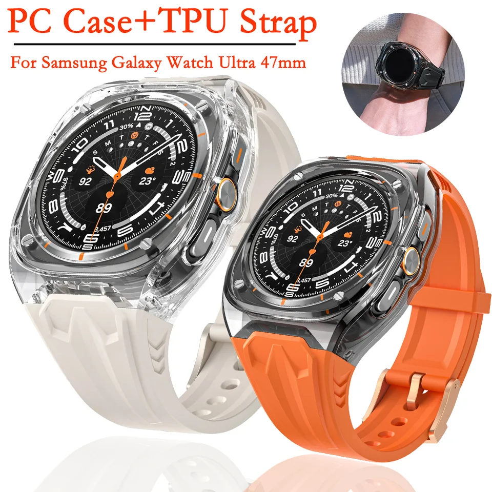 Ochranné puzdro+športový remienok pre Samsung Galaxy Watch Ultra 47 mm modifikovaný výmenný pásik na vymeniteľné galaxy hodinky Ultra náramok