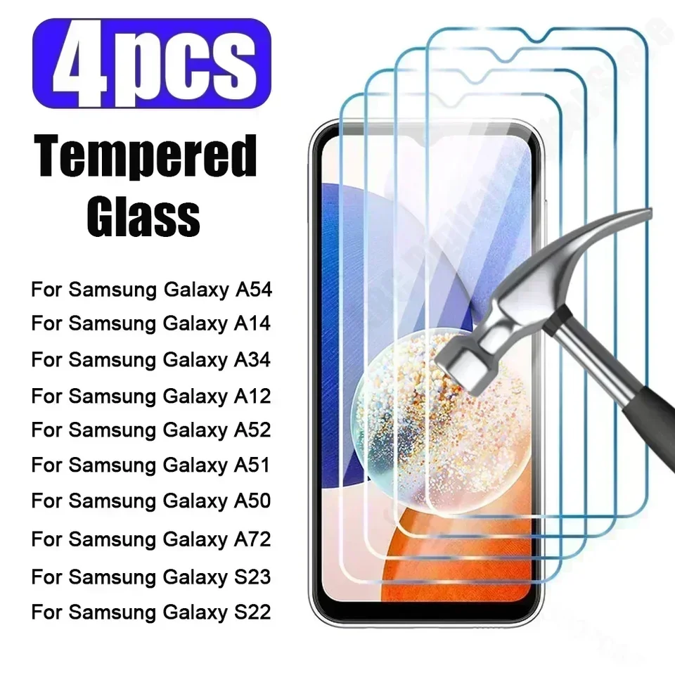 Ochranné sklo 4ks pre Samsung A54 A14 A34 A12 A52 A71 A51 A50 S23 S22 Plus temperované sklo pre Samsung S21 S20 Fe A53 A13 5G 5G
