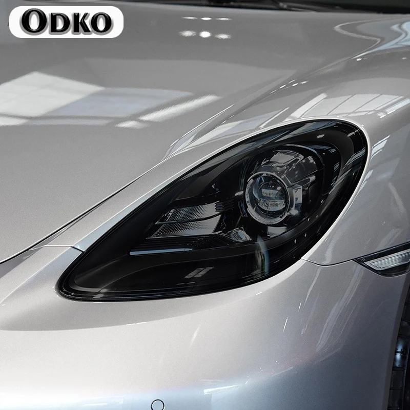 Ochranný film pre svetlomet automobilu Taillight údeného čierneho odtieňa vinyl priehľadný TPU nálepka pre Porsche 718 Boxster Cayman GTS