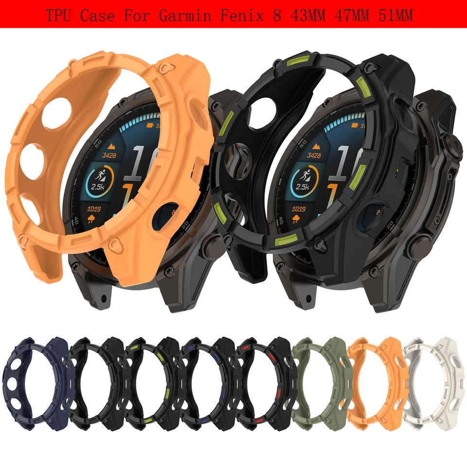 Ochranný kryt TPU pre Garmin Fenix ​​8 51 mm 47 mm 43 mm, Mäkké príslušenstvo k silikónu nárazníka pre ochrancu Fenix8.