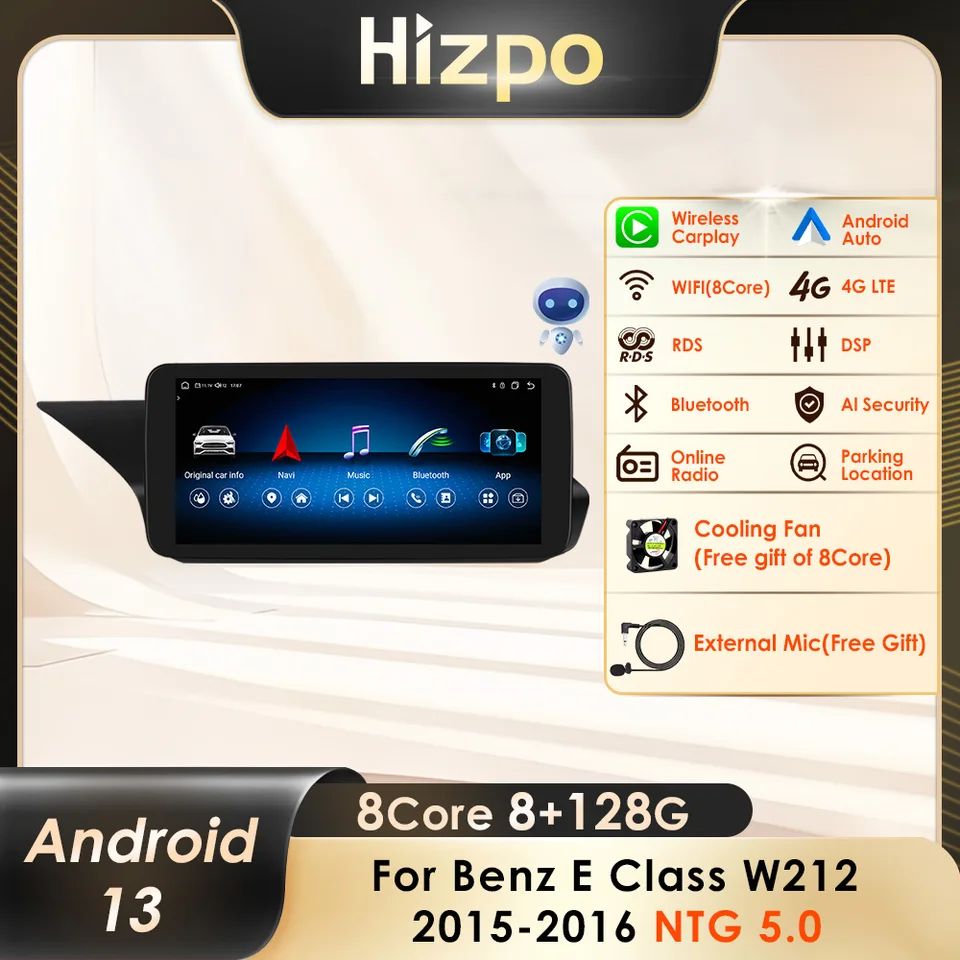 Octa Core 2 Din Car Radio Support CarPlay Android Auto pre Mercedes Benz W212 E Trieda: E200 E230 E260 E300 S212 2015-2016 NTG5.0